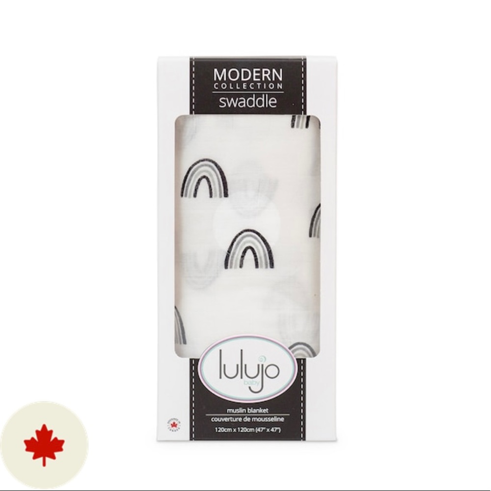 NWT 2/$40 Lulujo Baby Deluxe Muslin/swaddle Bamboo in modern rainbow.